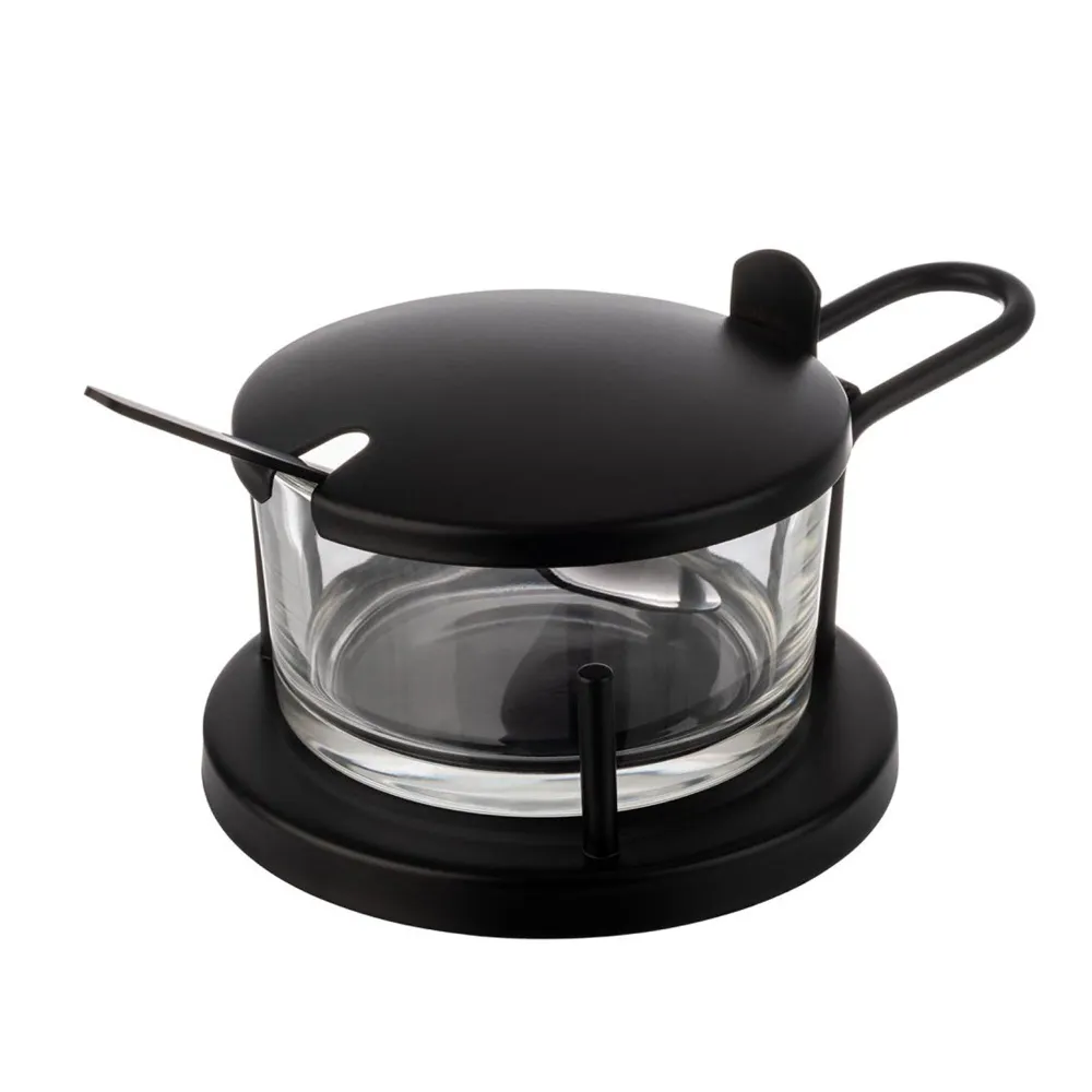 (6 stk.) Parmesan cruet - CLASSIC - 180 ml - inkl. skje - svart