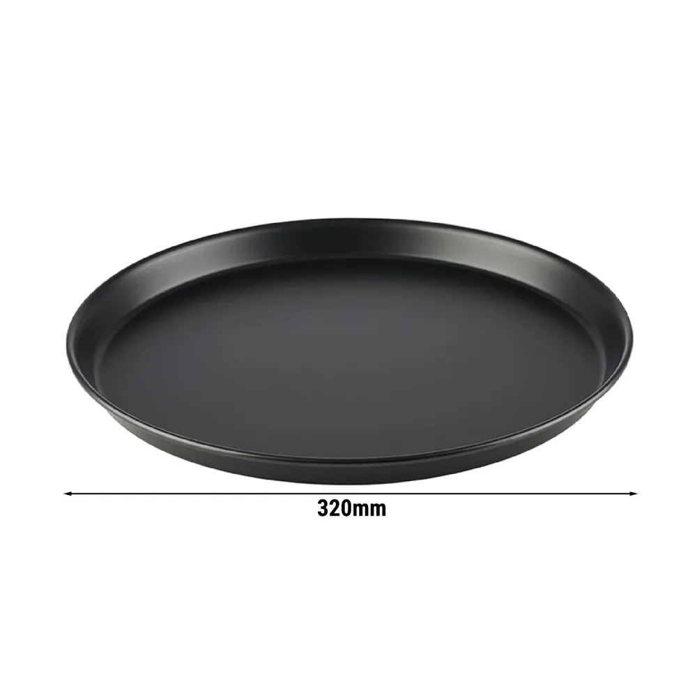(6 stk) Pizzabrett - Ø 320mm - blå metall - ikke belagt - høyde: 25mm