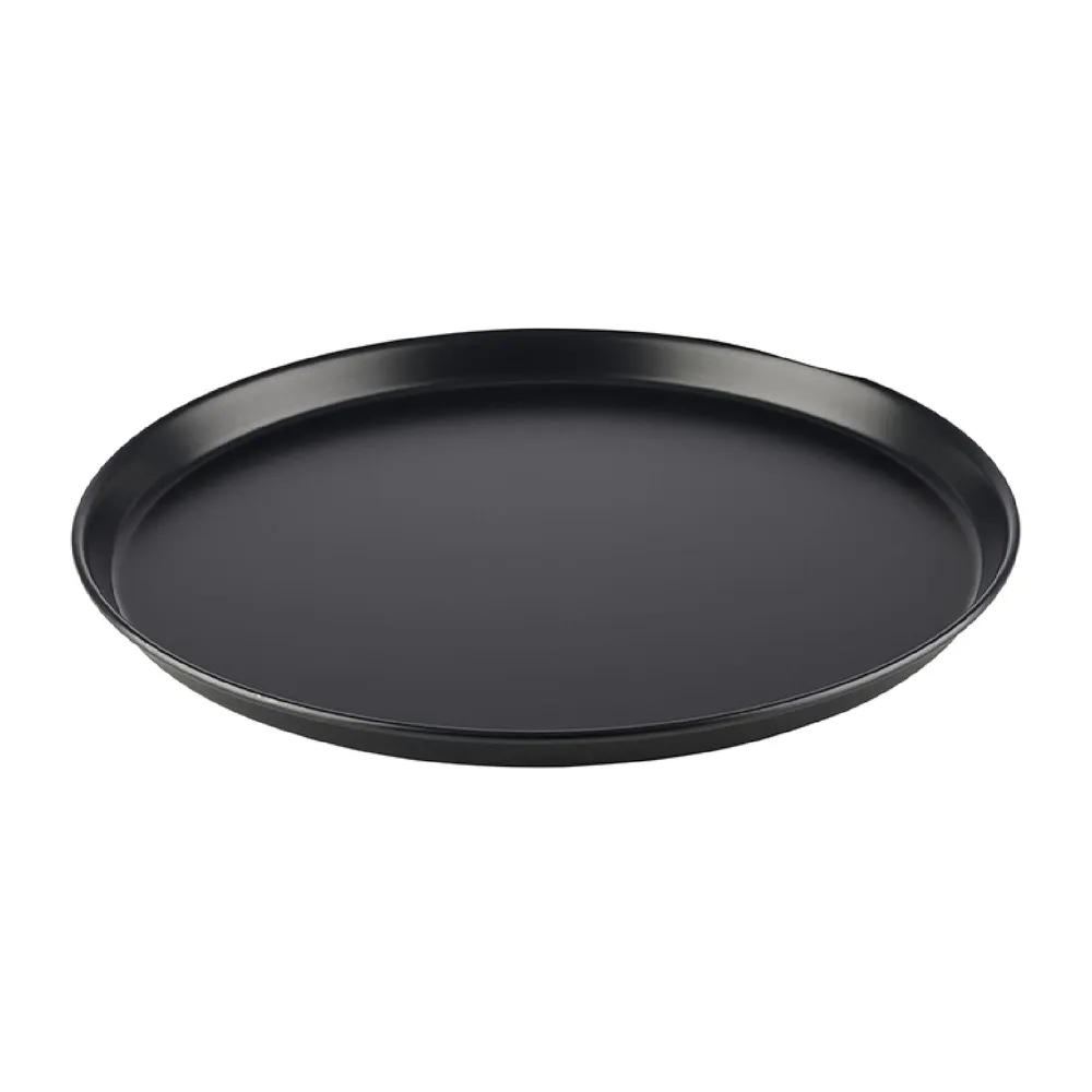 (6 stk) Pizzabrett - Ø 360mm - blå metall - ikke belagt - høyde: 25mm