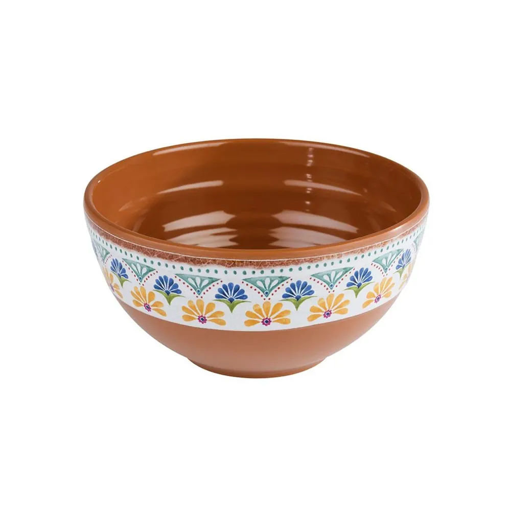 (6 stk.) Skål - ARABESQUE - Melamin - 0,8 liter - Ø 155mm - Terrakotta/blå