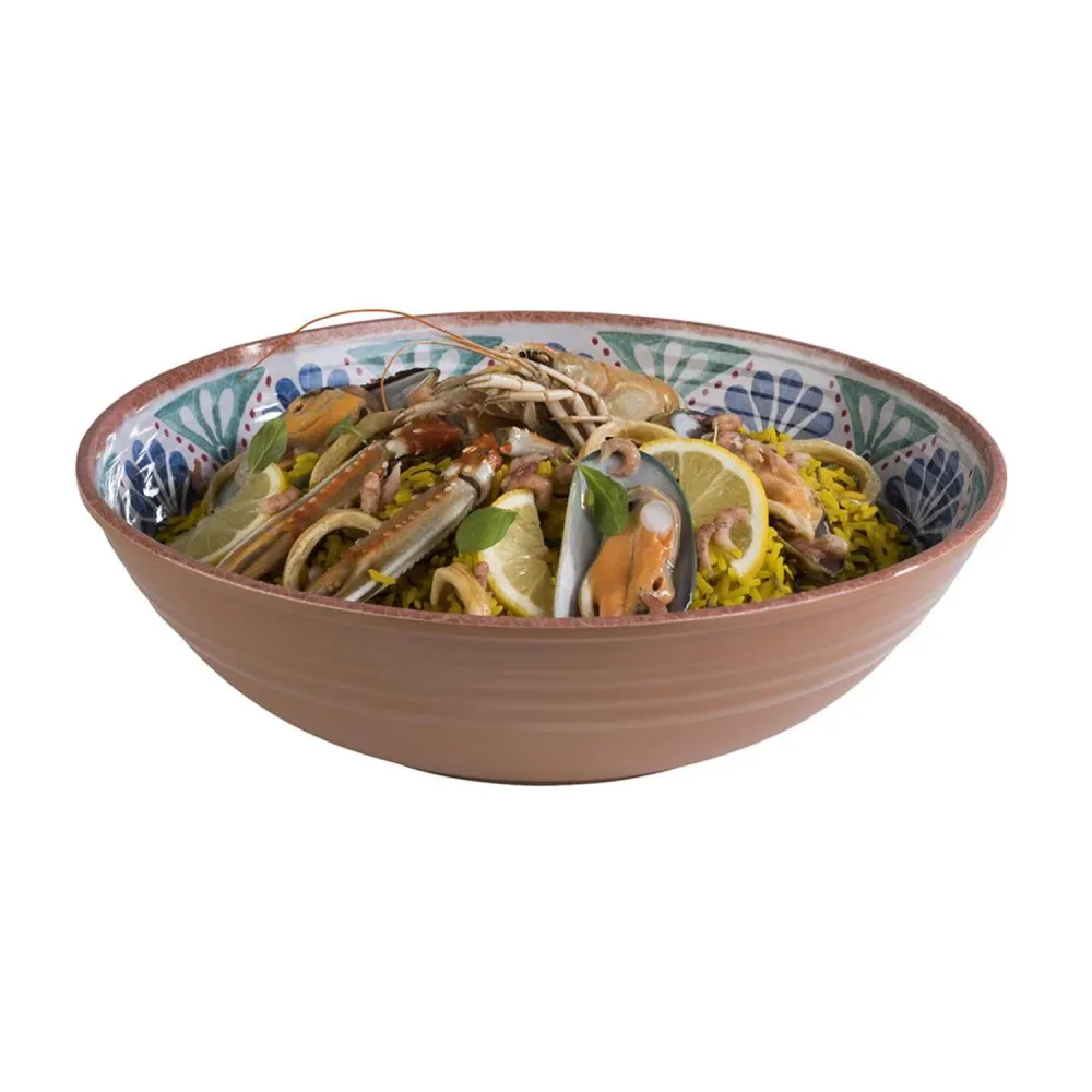 (6 stk.) Skål - ARABESQUE - Melamin - 3 liter - Ø 310mm - Terracotta/Blå
