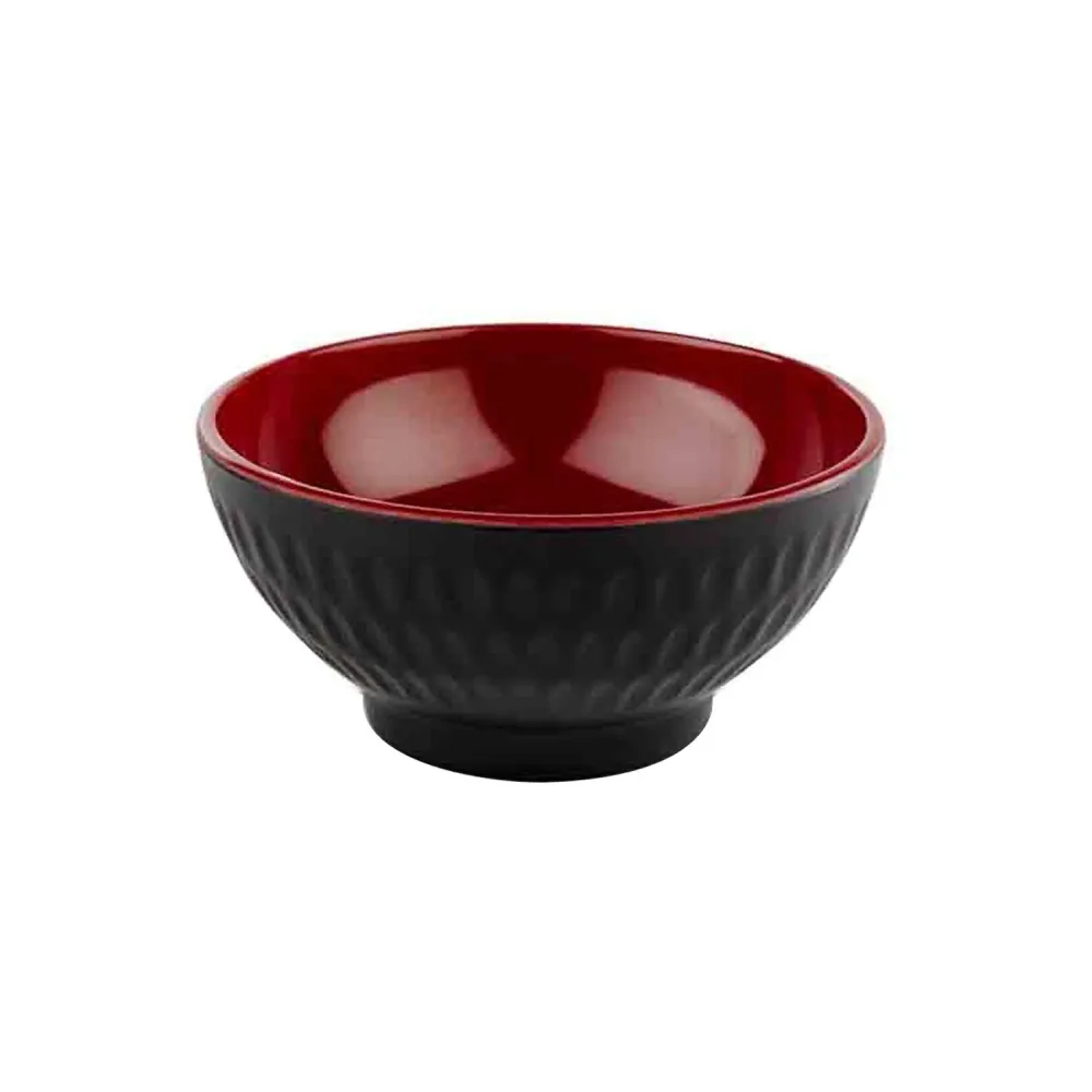 (6 stk.) Skål - ASIA PLUS - Melamin - 0,13 liter - Ø 95mm - Svart/Rød