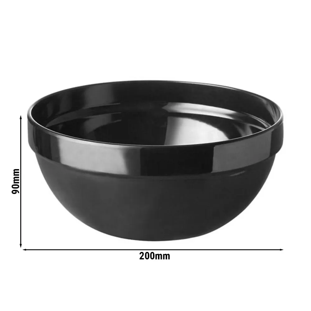 (6 stk.) Skål - CASUAL MAXI - Melamin - 1,8 liter - Ø 200 mm - Svart
