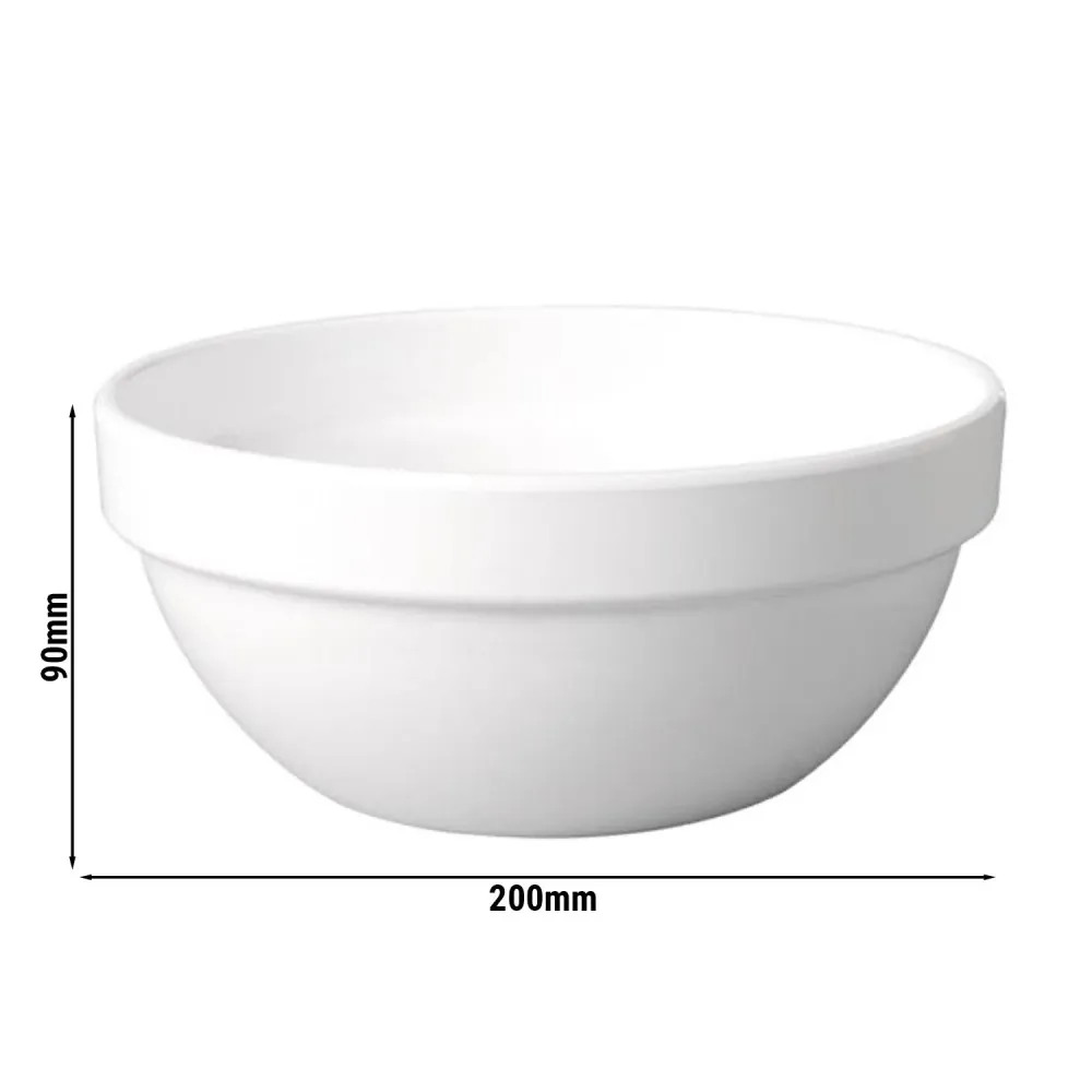 (6 stk.) Skål - CASUAL MAXI - Melamin - 1,8 liter - Ø 200 mm - Hvit