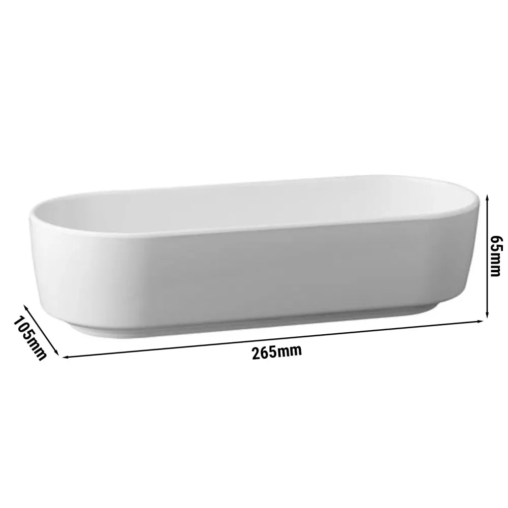 (6 stk.) Skål - CASUAL - melamin - 1 liter - oval - hvit