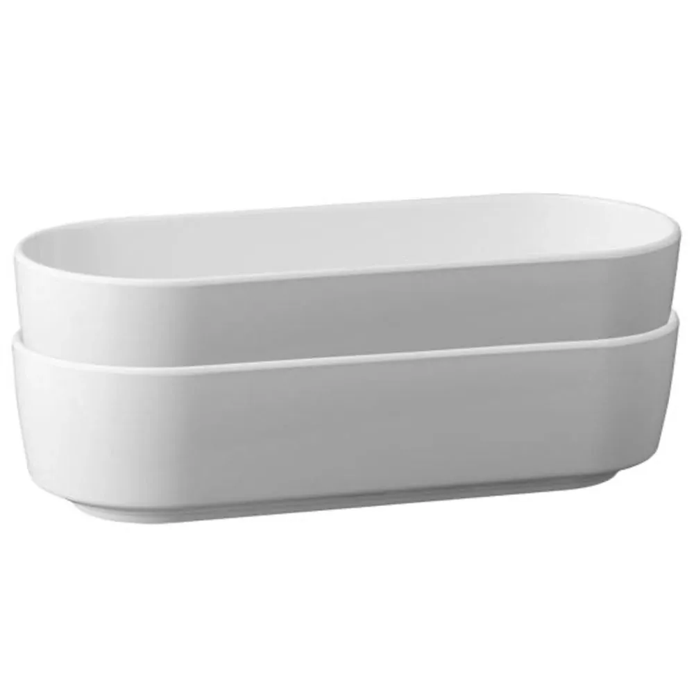 (6 stk.) Skål - CASUAL - melamin - 1 liter - oval - hvit
