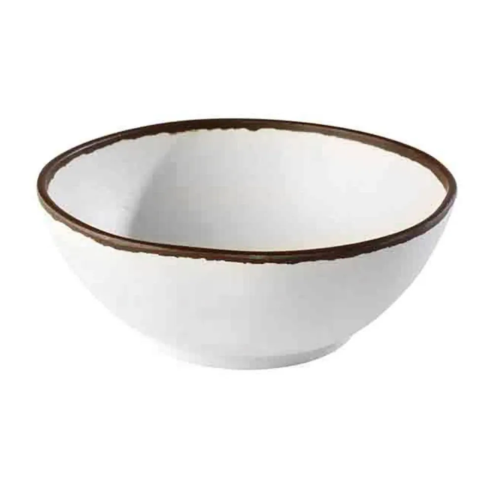 (6 stk.) Skål - CROCKER - melamin - 1,45 liter - Ø 210 mm - hvit/brun