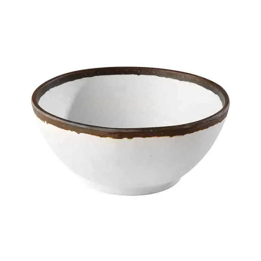 (6 stk.) Skål - CROCKER - melamin - 0,7 liter - Ø 160mm - hvit/brun