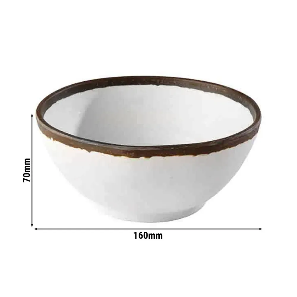 (6 stk.) Skål - CROCKER - melamin - 0,7 liter - Ø 160mm - hvit/brun