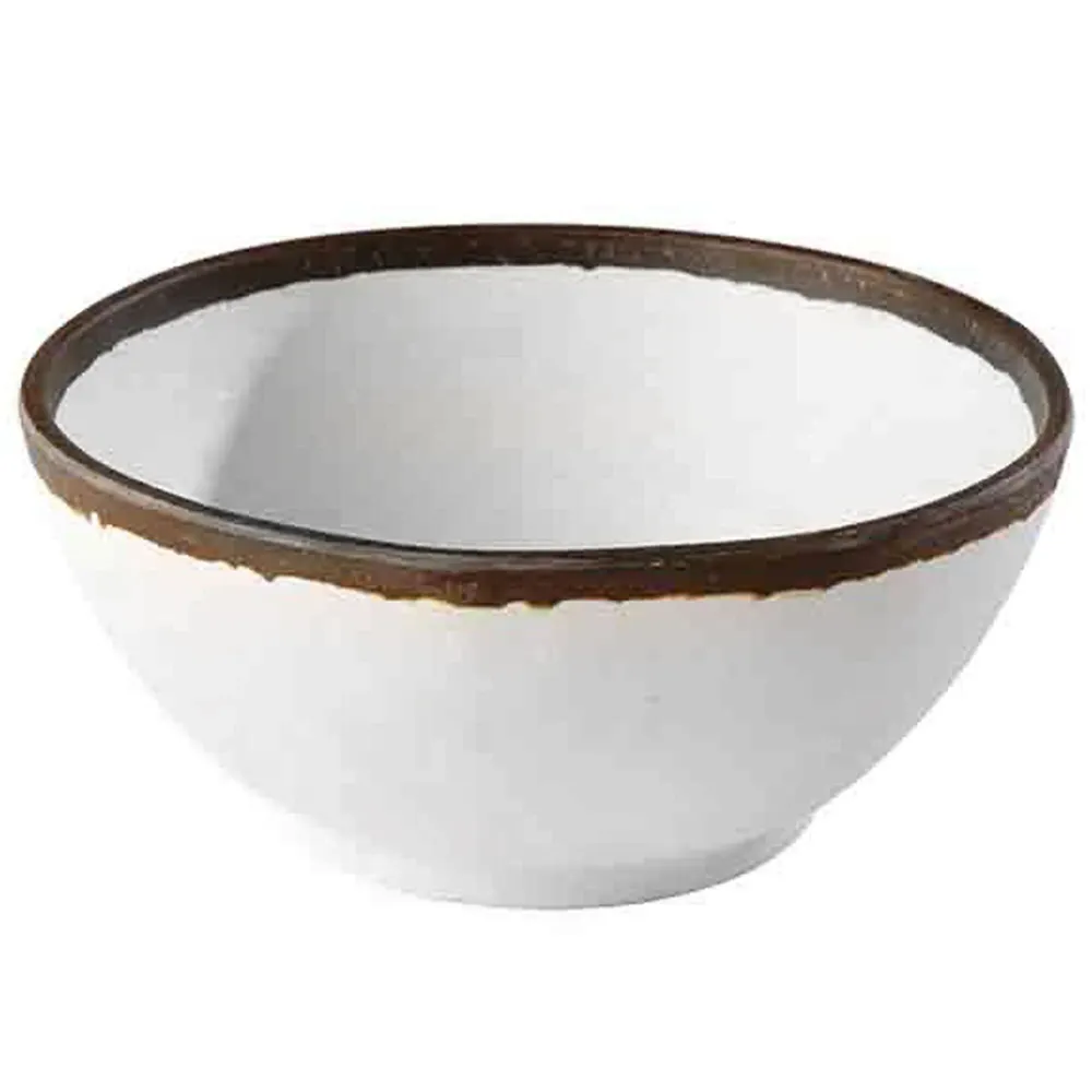 (6 stk.) Skål - CROCKER - melamin - 0,7 liter - Ø 160mm - hvit/brun