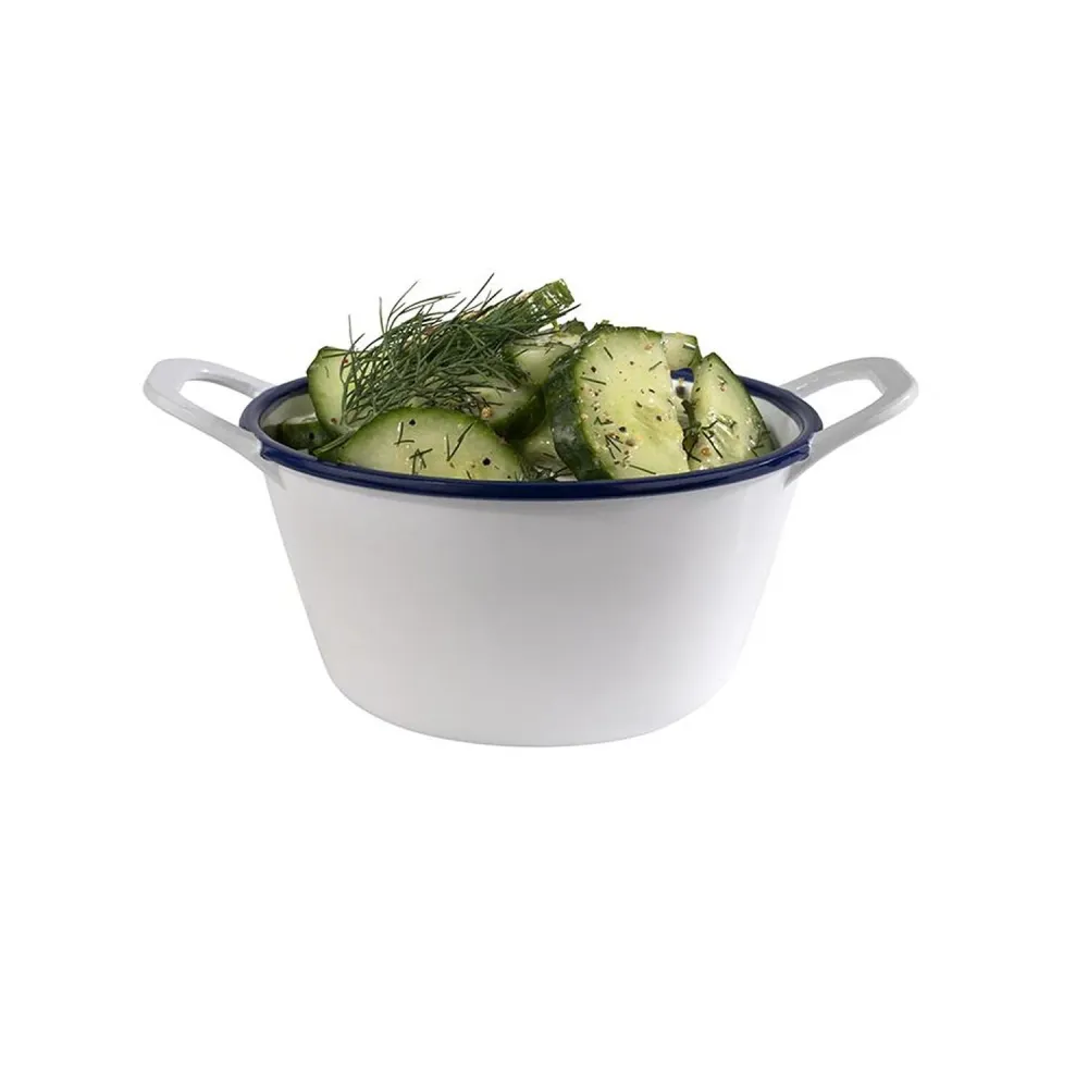 (6 stk.) Skål - ENAMEL LOOK - melamin - 0,3 liter - med håndtak - hvit