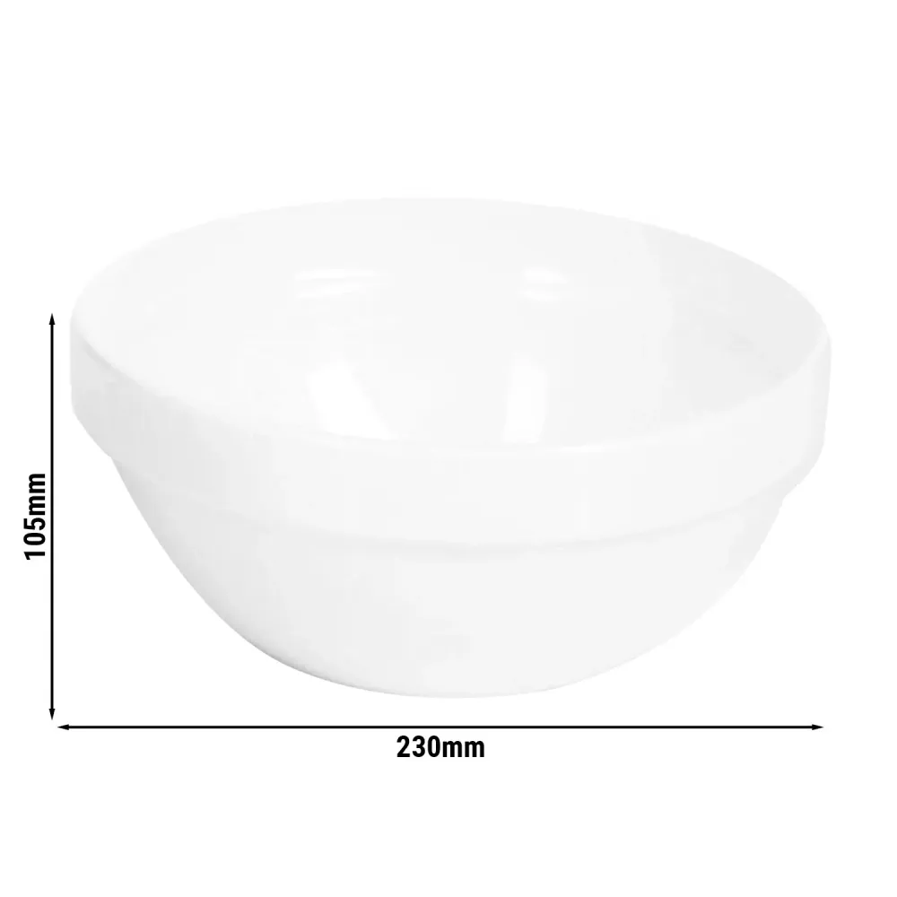 (6 stk.) Skål - FRIENDLY - PET - 2,5 liter - rund - Ø 230 mm - hvit