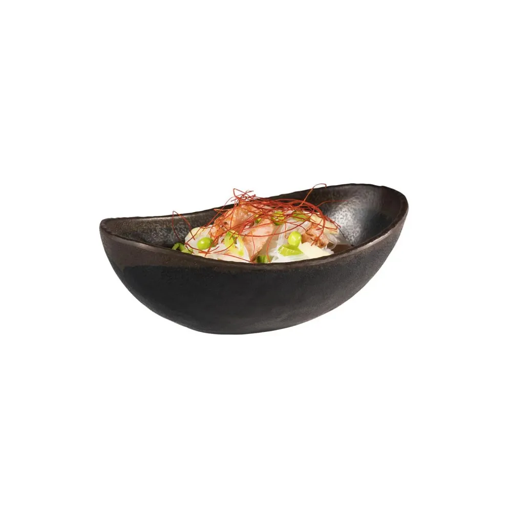 (6 stk.) Skål - MARONE - Melamin - 0,25 liter - 165x100mm - Svart/Brun