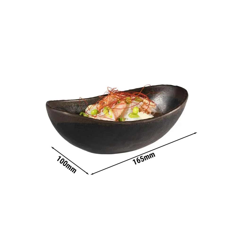 (6 stk.) Skål - MARONE - Melamin - 0,25 liter - 165x100mm - Svart/Brun