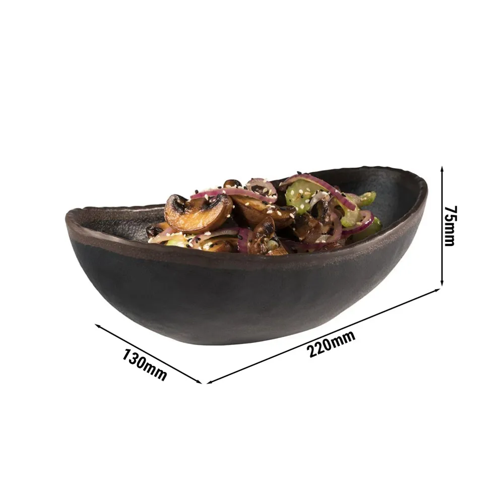 (6 stk.) Skål - MARONE - Melamin - 0,6 liter - 220x130mm - Svart/Brun