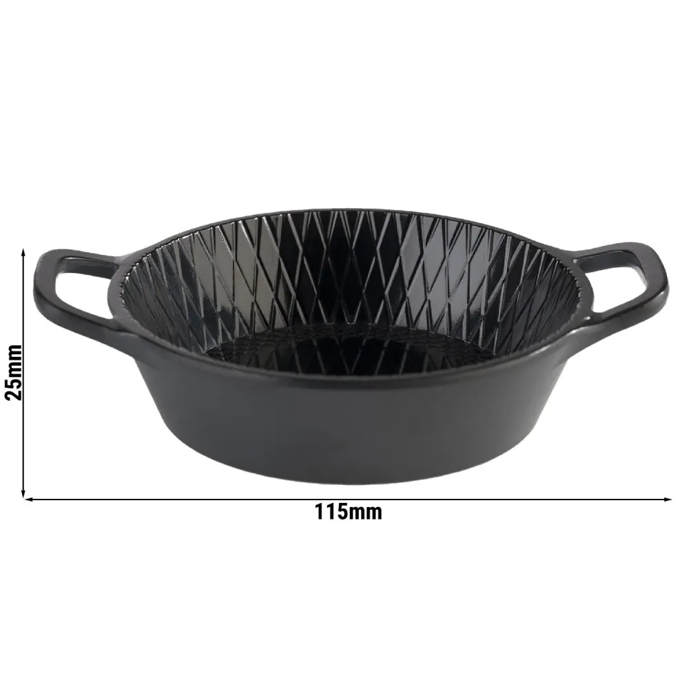 (60 stk.) Skål - MINI - melamin - 70 ml - Ø 85mm - med håndtak - svart