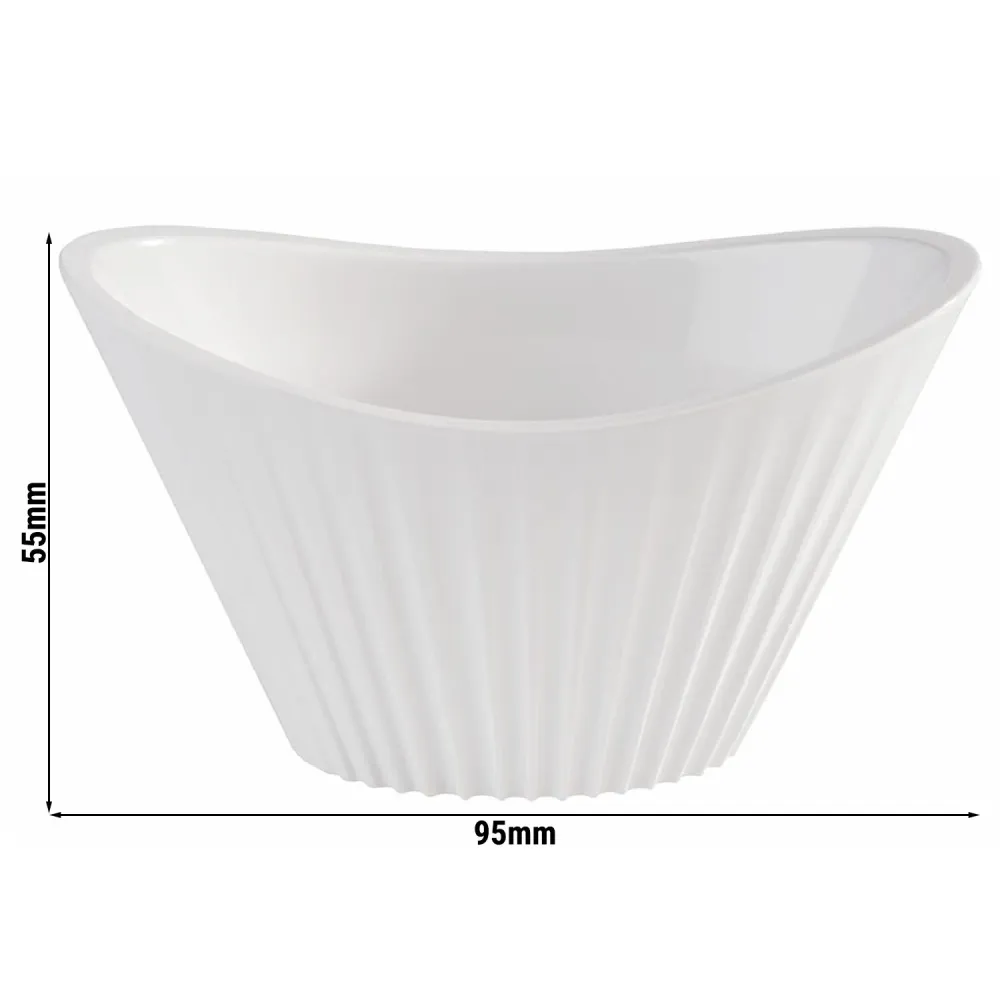(48 stk.) Skål - MINI - Melamin - 70 ml - 95x55mm - Hvit