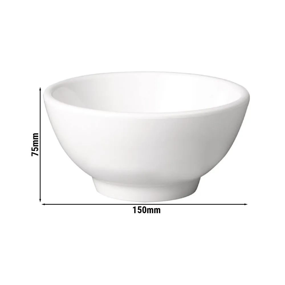 (6 stk.) Skål - PURE - Melamin - 0,45 liter - Ø 150 mm - Hvit