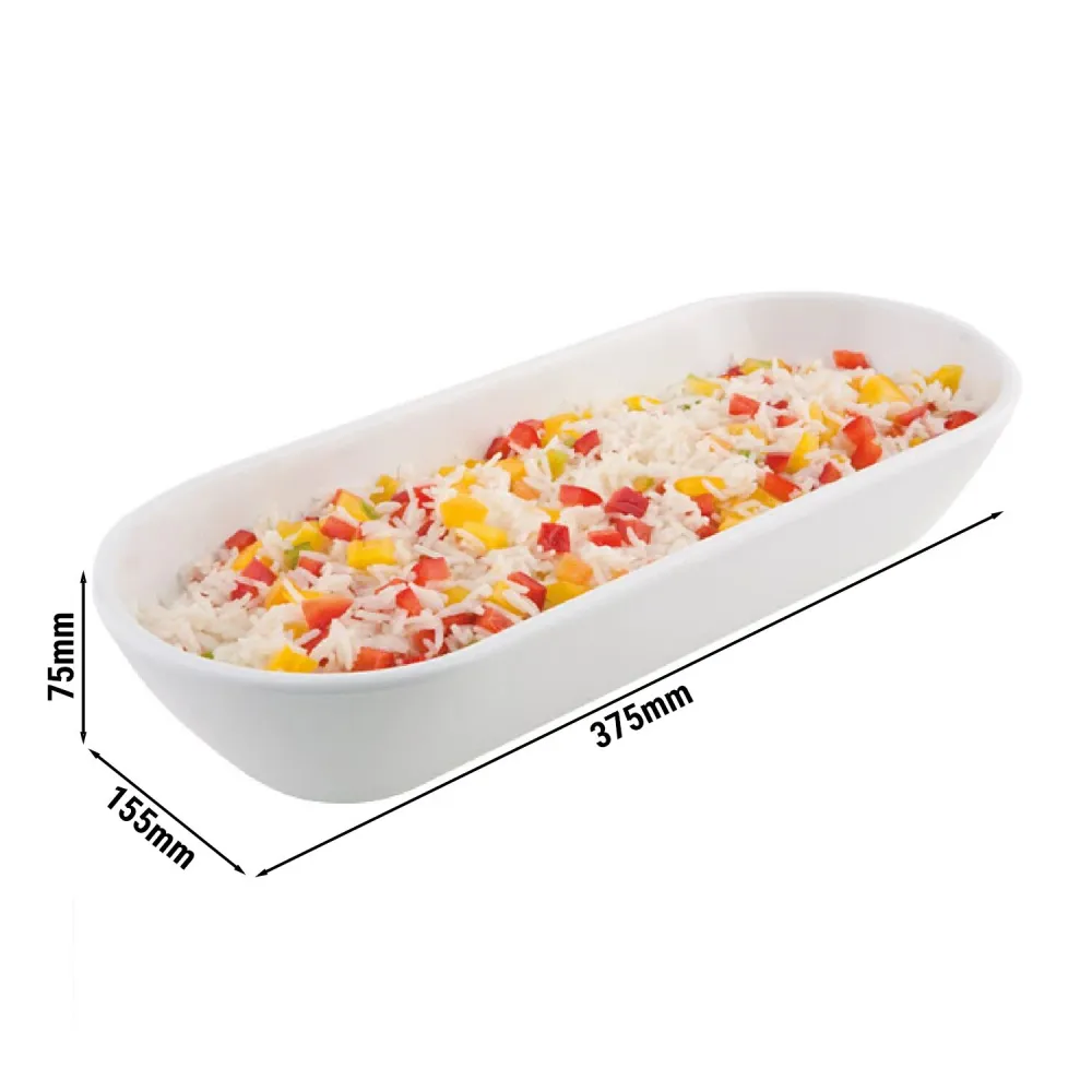 (6 stk.) Skål - PURE - Melamin - 1,5 liter - 375x155mm - Hvit