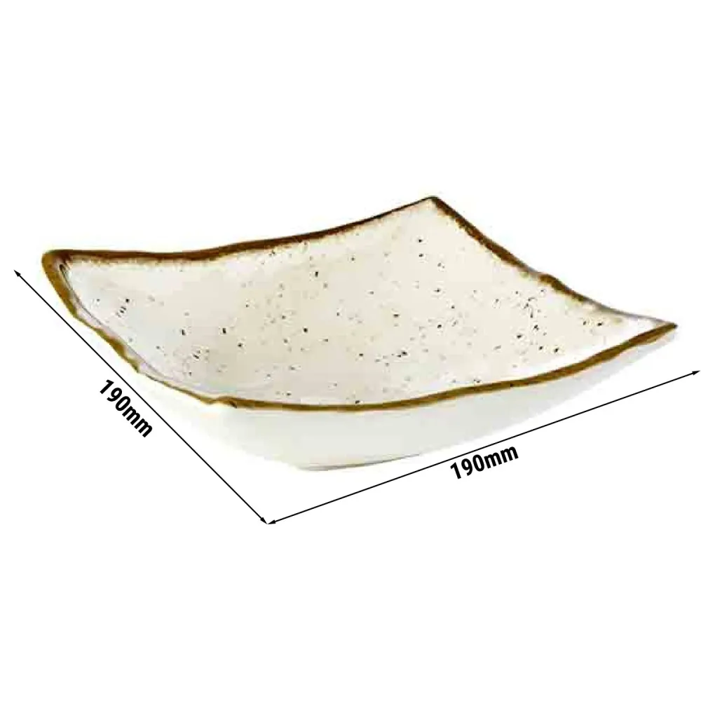(6 stk.) Skål - STONE ART - Melamin - 0,5 liter - 190x190mm - Hvit/Brun