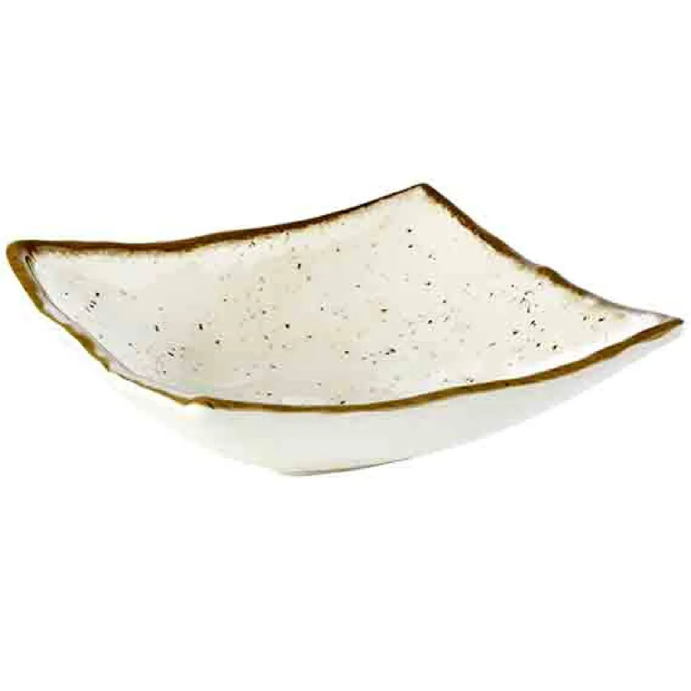 (6 stk.) Skål - STONE ART - Melamin - 0,5 liter - 190x190mm - Hvit/Brun