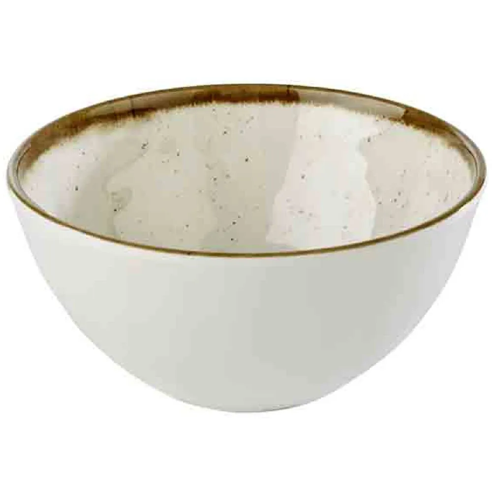 (6 stk.) Skål - STONE ART - Melamin - 0,6 liter - Ø 150mm - Hvit/Brun