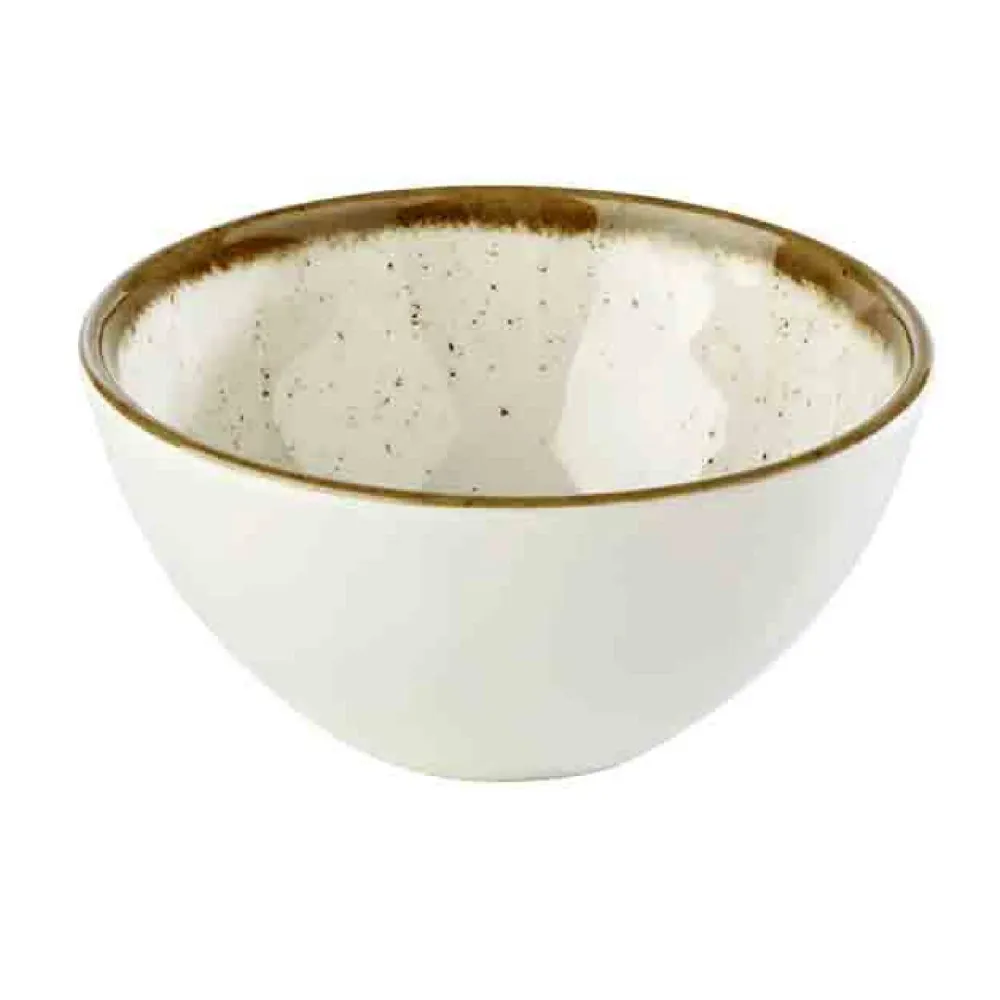 (6 stk.) Skål - STONE ART - Melamin - 0,3 liter - Ø 120mm - Hvit/Brun