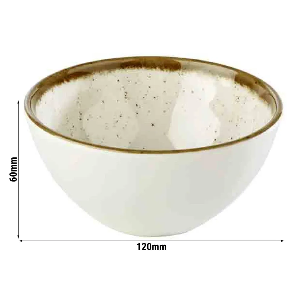 (6 stk.) Skål - STONE ART - Melamin - 0,3 liter - Ø 120mm - Hvit/Brun