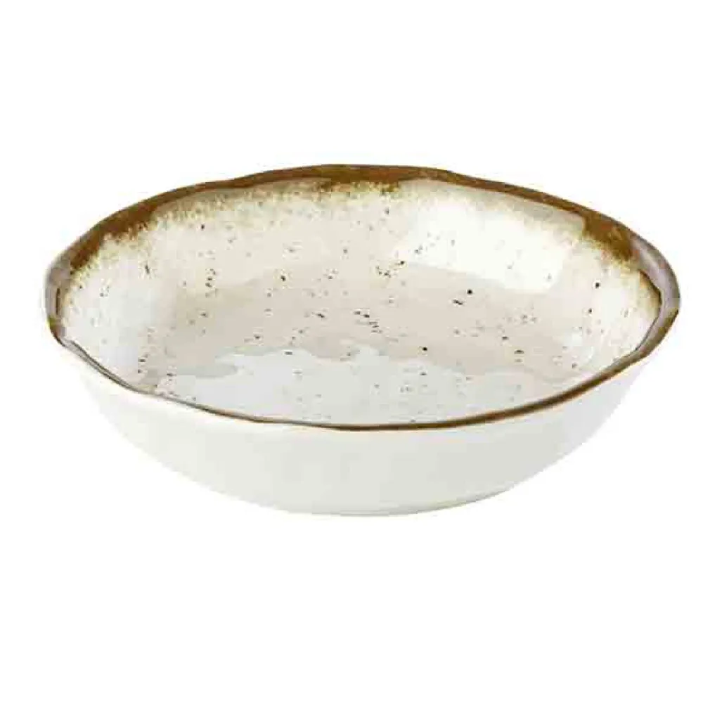 (6 stk.) Skål - STONE ART - Melamin - 0,6 liter - Ø 200mm - Hvit/Brun