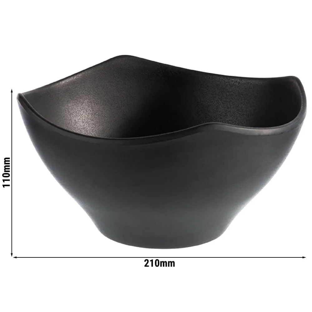 (6 stk.) Skål - ZEN - Melamin - 1,4 liter - 210x210mm - Svart