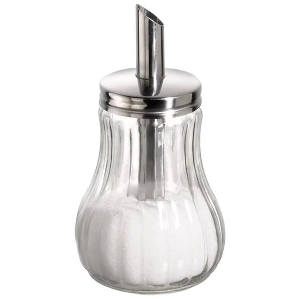 (6 stk.) Sukkerdispenser - glass - 250 ml - med doseringsrør