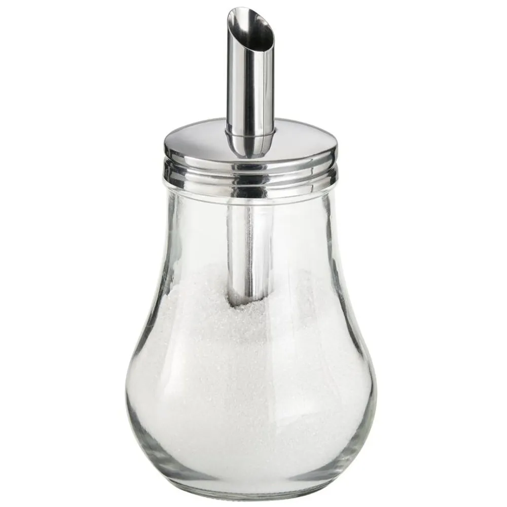 (6 stk.) Sukkerdispenser - glass - 250 ml - med doseringsrør