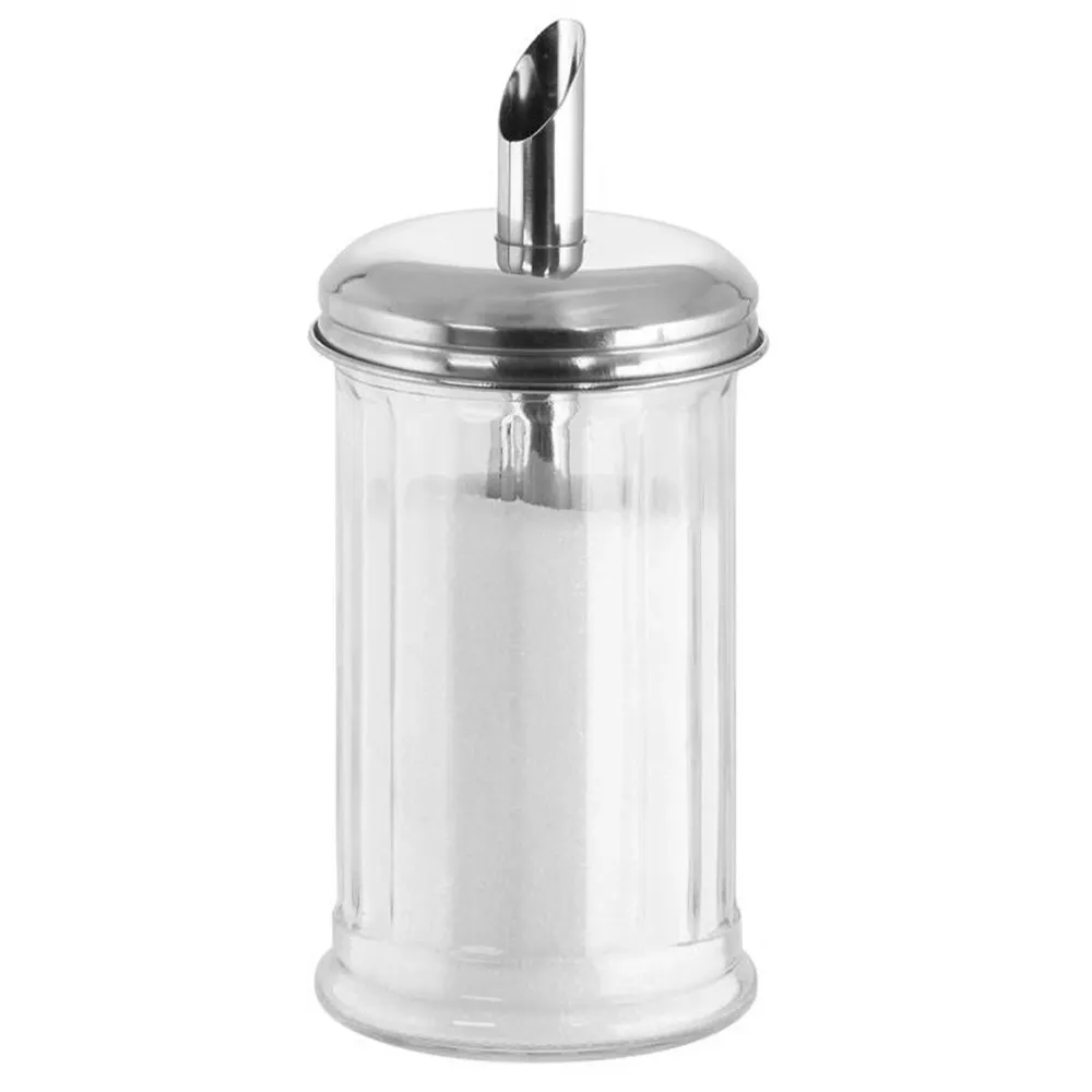 (6 stk.) Sukkerdispenser - glass - 320 ml - med doseringsrør