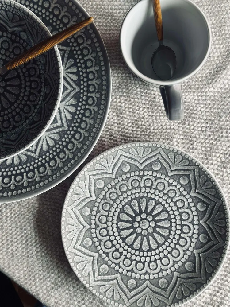 Tallerken India Stonewear 20 cm - Grå
