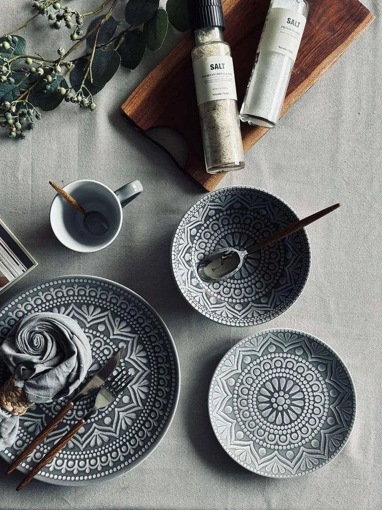 Tallerken India Stonewear 20 cm - Grå