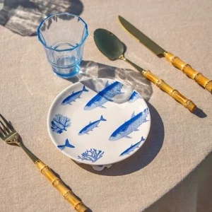 Tallerken med blått fisketrykk - 15,5 cm