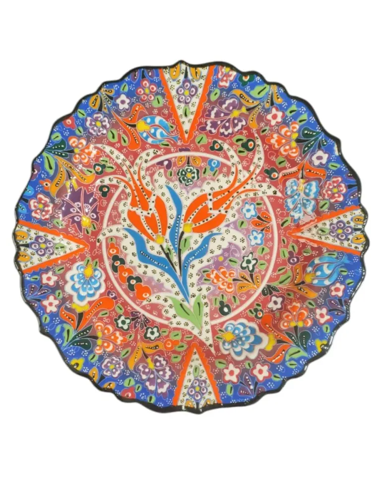 Tyrkisk keramisk håndlaget plate - 30 cm (12 '')