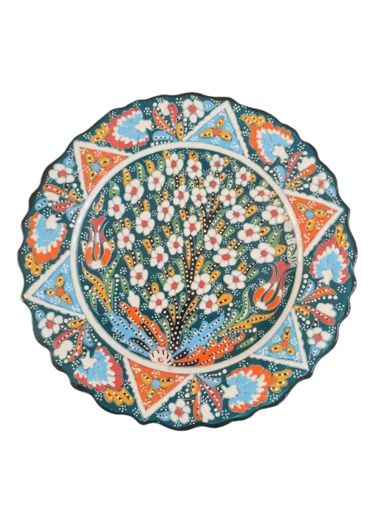 Tyrkisk keramisk håndlaget plate - 25 cm (10 '')