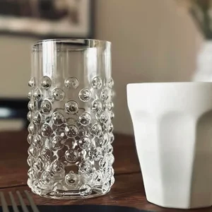 Vannglass klart glass med dots - pakke med 4stk
