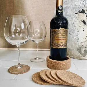 Vinholder med 6 glassbrikker i kork