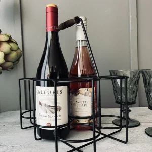 Vinholder til 6 flasker - Tre håndtak