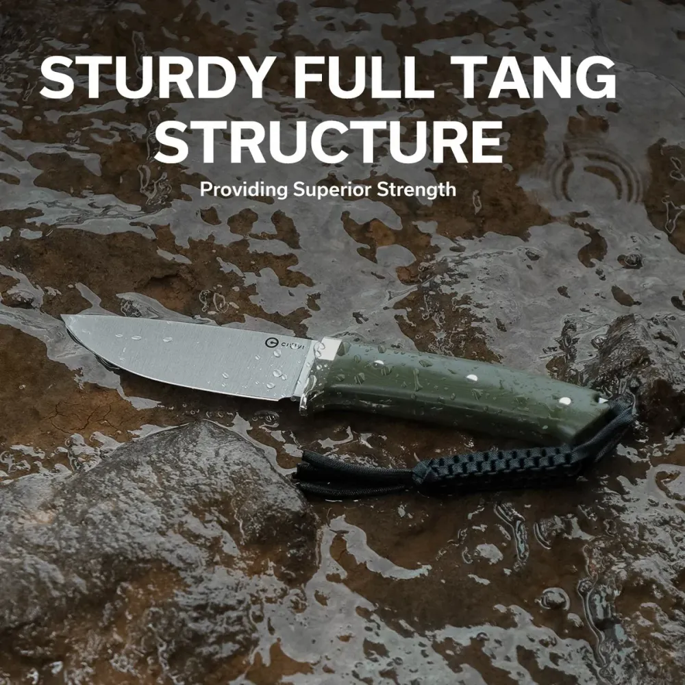 Civivi Cloud Peak Fixed Blade, OD Green G10 NickelSilver Guard / Satin