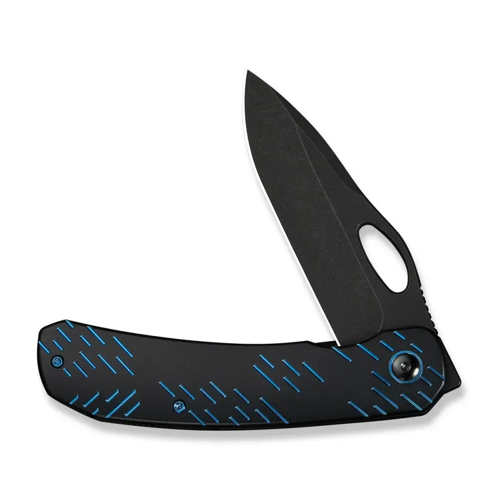 WEKNIFE Inmate, Black Titanium Blue Raindrops / Black Stonewashed