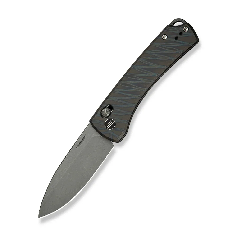 WEKNIFE Nightblade, Tiger Stripe Pattern Flamed Titanium / Gray Stonewashed