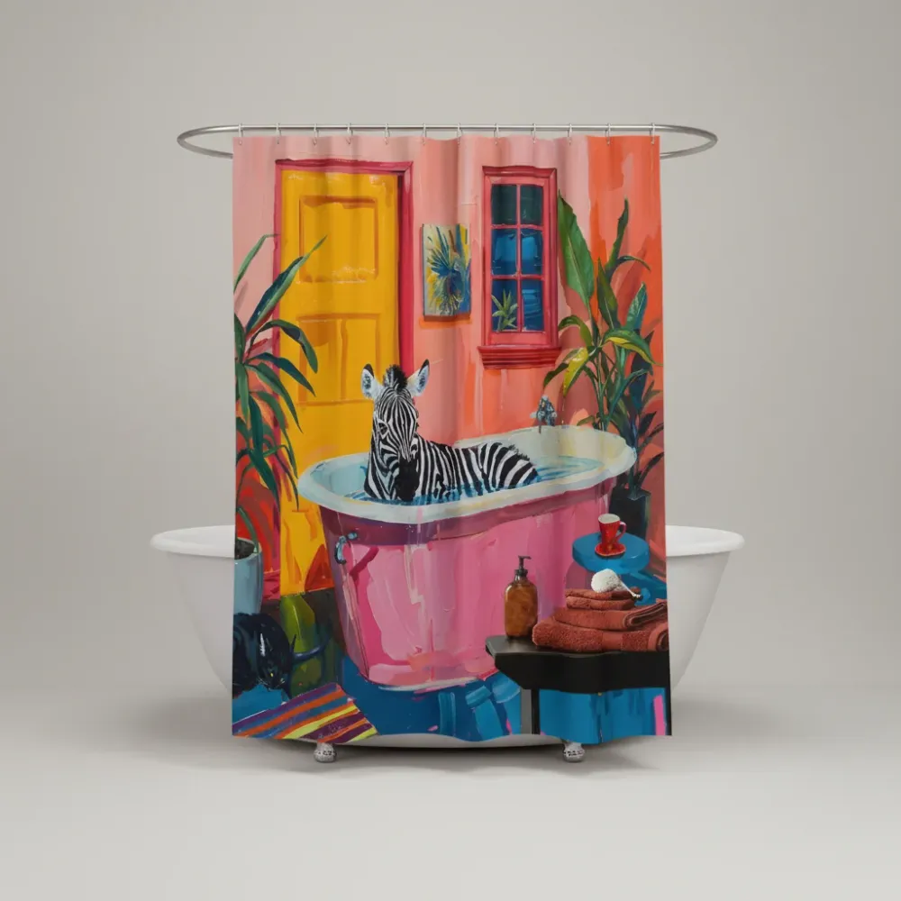 Kunstnerisk polyester dusjforheng - ZebraLuxe