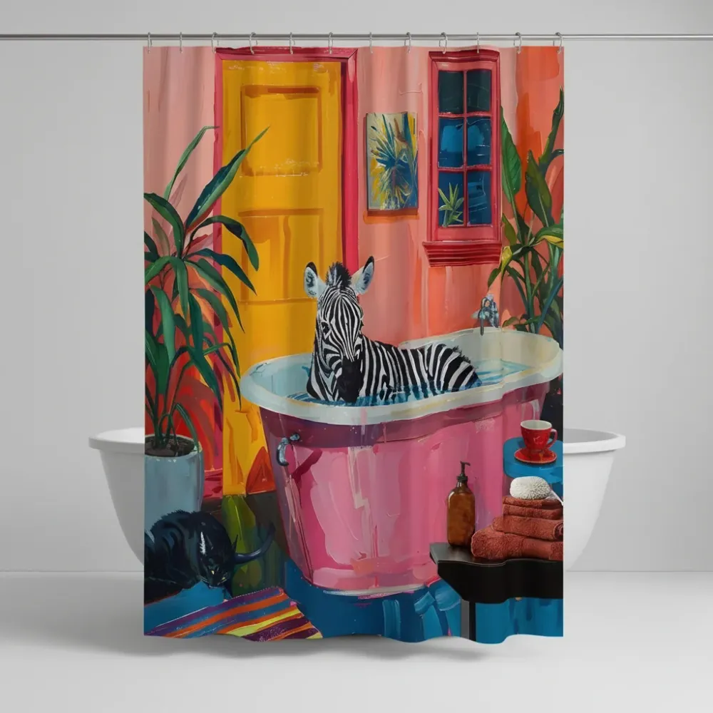 Kunstnerisk polyester dusjforheng - ZebraLuxe