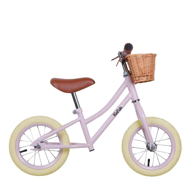 Kid'oh Løbecykel m. Sykkelkurv - Pale Rose
