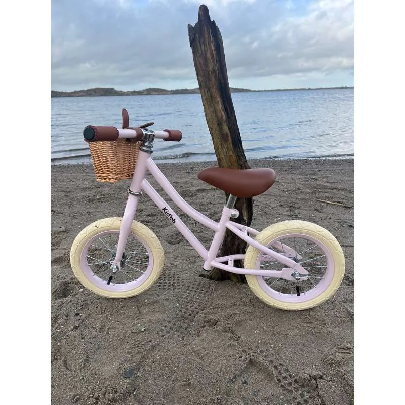 Kid'oh Løbecykel m. Sykkelkurv - Pale Rose