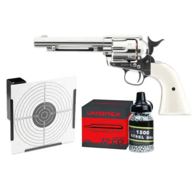 Colt Peacemaker SAA .45 - 4.5mm BB - Nickel - PAKKESETT