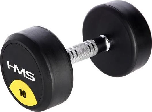 Hantel Manual Dumbbell 10kg Gummiert, Kromstål, Antiskli Grep HMS HG PRO